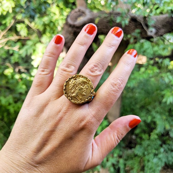 CARIA Handmade Ancient Coin Rings - Picture 7 of 9